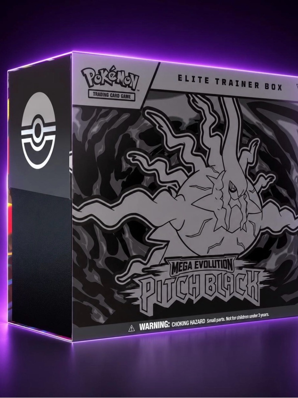 Pokemon Mega Evolution Pitch Black Elite Trainer Box - Black & Purple Accent